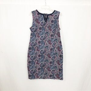 Talbots Above Knee Paisley Sleeveless Dress, Size 14 Petite, Multi Color